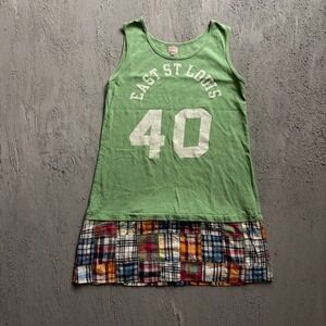 Denim & Dungaree Tank Top 16 Green East St Louis Patchwork Hem Women's Japan